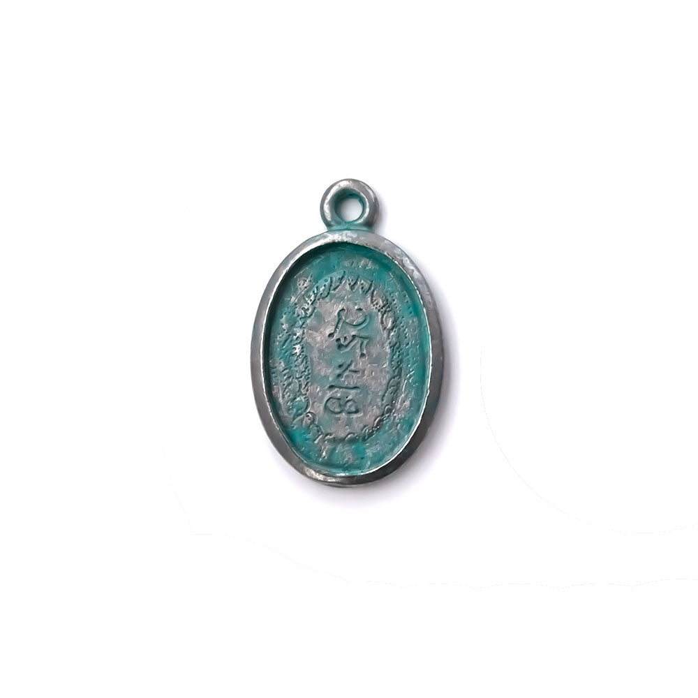 alt="Artisan Verdigris 25x18 Bezel Pendant"