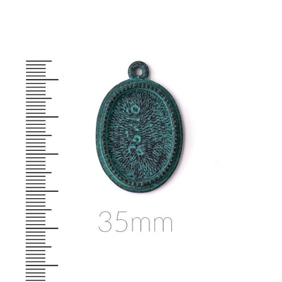 alt="elements of antiquity rustic patina 25mm x 18mm bezel pendant"