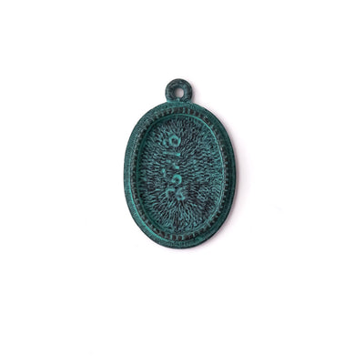 alt="elements of antiquity rustic patina 25mm x 18mm bezel pendant"