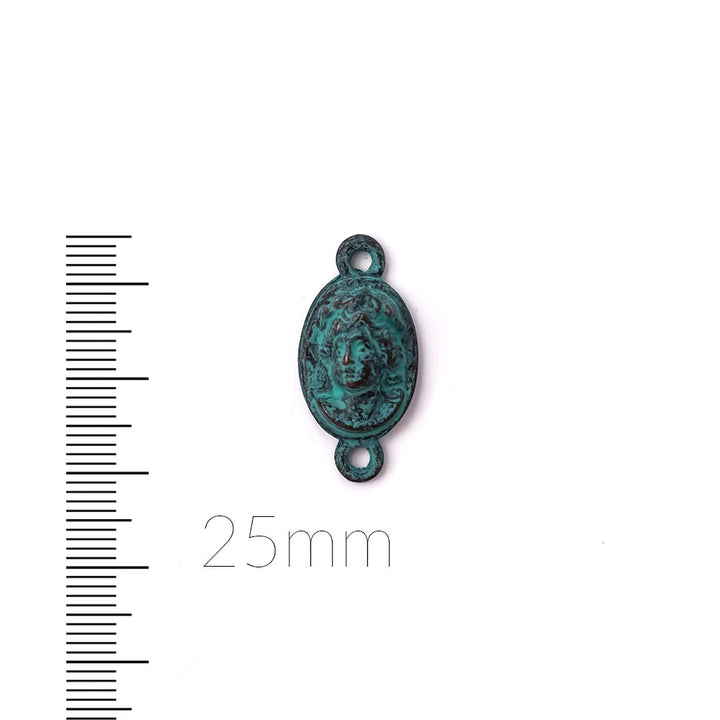 alt="elements of antiquity rustic patina cameo connector"