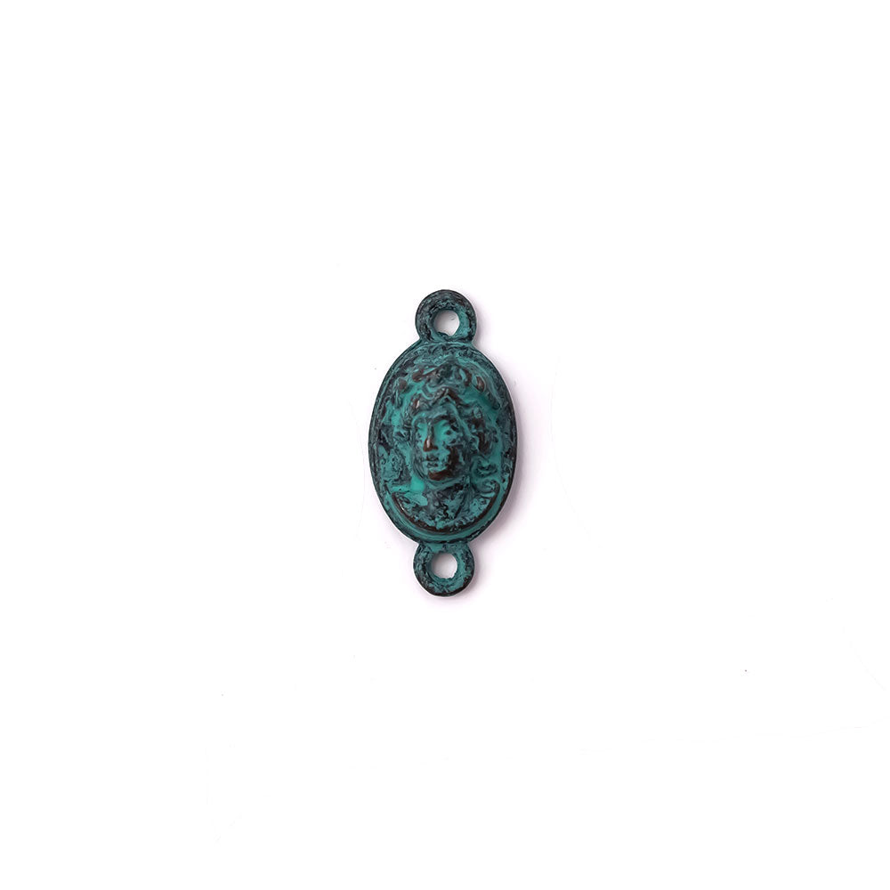 alt="elements of antiquity rustic patina cameo connector"