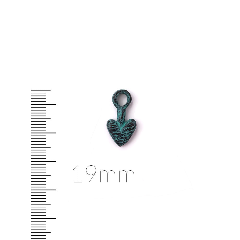 alt="elements of antiquity rustic patina textured heart charm"