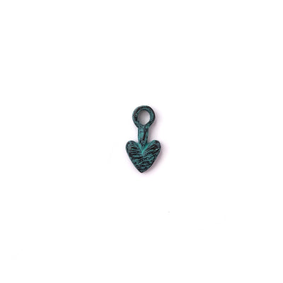 alt="elements of antiquity rustic patina textured heart charm"