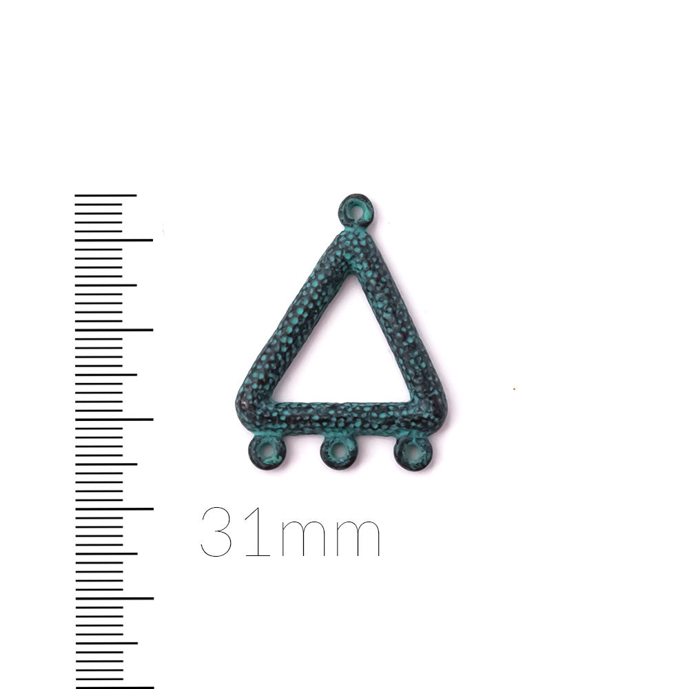 alt="elements of antiquity rustic patina textured triangle connector"