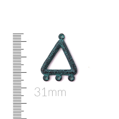 alt="elements of antiquity rustic patina textured triangle connector"